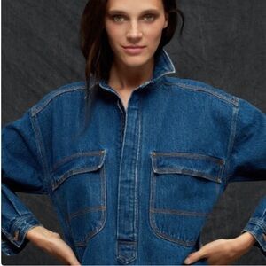 GAP WORKFORCE COLLECTION DENIM DRESS SIZE PETITE LARGE